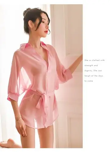 美女内衣透明情趣内衣情趣内衣韩版衬衣透视装透明雪纺性感睡衣女夏季