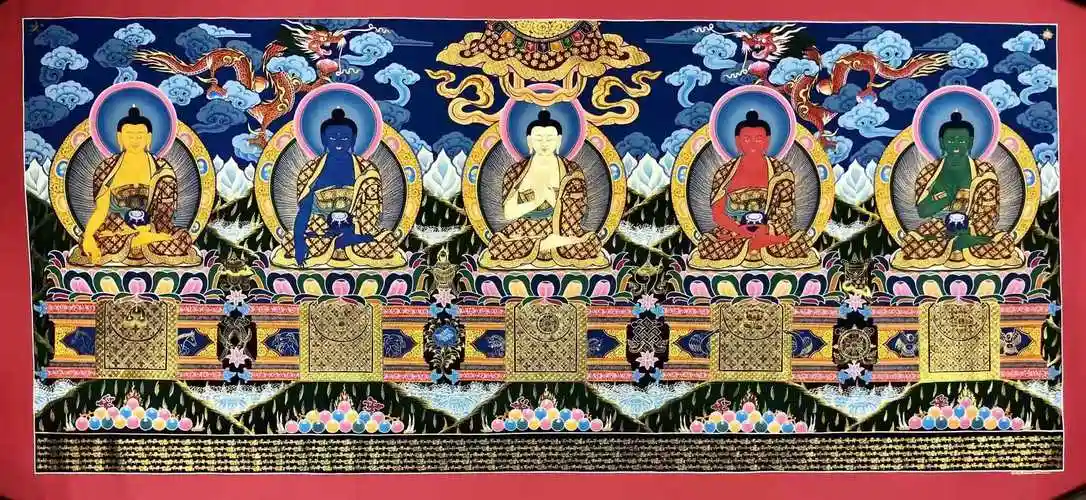 014kumarlama五方佛未装裱唐卡
