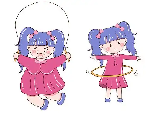 运动卡通人物减肥前后对比元素跳绳呼啦圈运动png素材健康