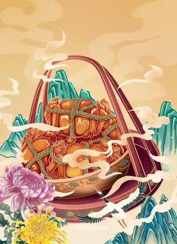 新中式美食插画大闸蟹