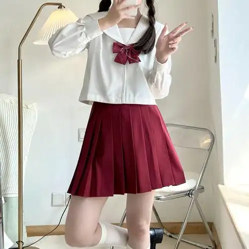 正品批发【jk】酒红色jk制服百褶裙多种纯色裙日系学院基础款秋冬