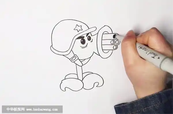 机枪豌豆射手简笔画机枪豌豆射手简笔画大全