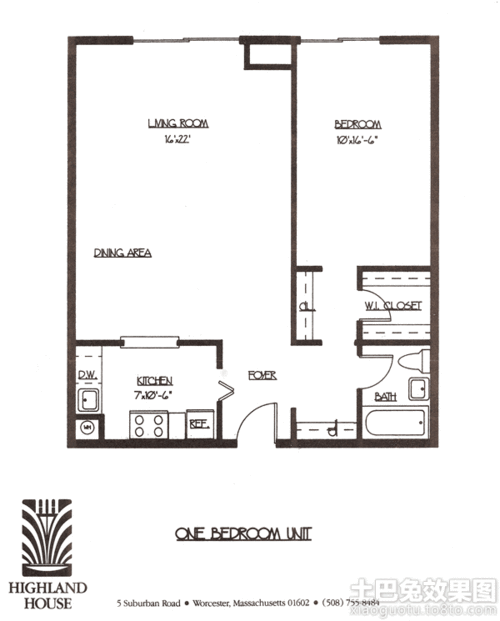 30平米一居室户型图