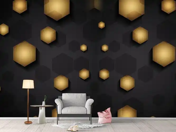 黑色金色个性立体墙壁背景墙壁纸