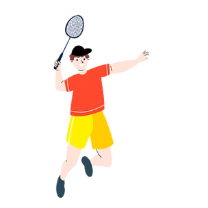 卡通简约打羽毛球男孩免抠素材