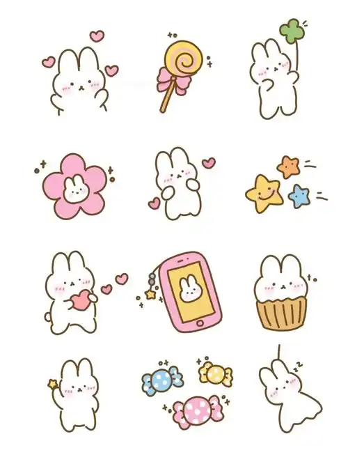 手帐素材呆呆兔手帐贴纸第二弹