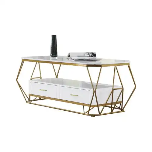 沙发茶几新式茶桌简约现代茶几双层抽屉长方形钢化玻璃小户型创意