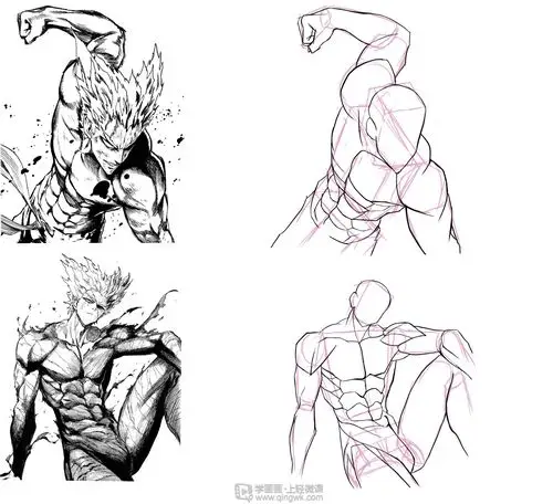 临摹男性肌肉—角色人物肌肉绘画训练