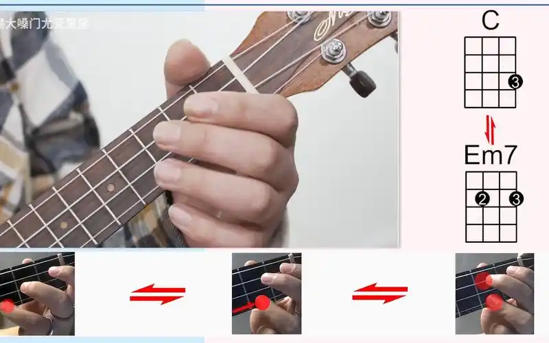 大嗓门尤克里里和弦知识点c和弦转换em7和弦