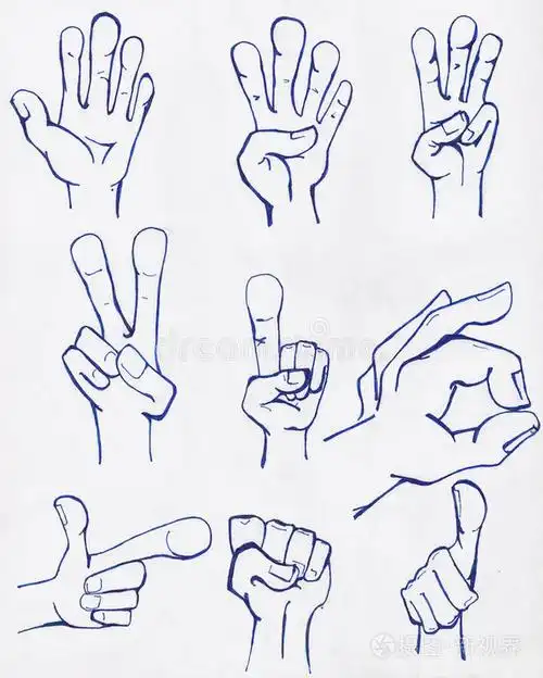 用墨水画的手