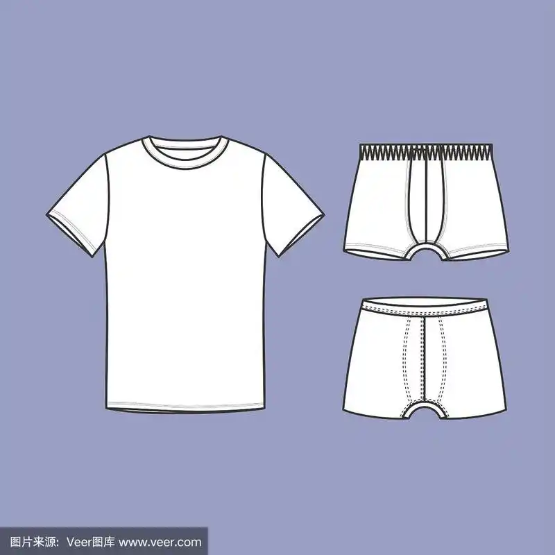 男士内衣t恤和短裤画矢量.内衣.
