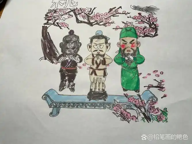 桃园三结义简笔画～可以临摹哦(^_)