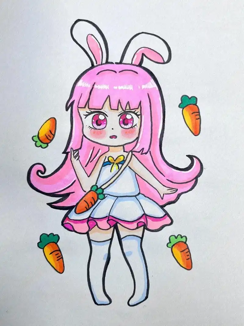 兔美美动漫绘画过程图.#兔美美绘画#二次元 #手绘动漫人物  - 抖音