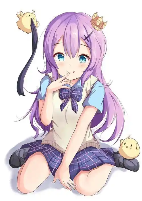 制服ジャベリン|ぽち的鸭子坐的女孩壁纸插画图片