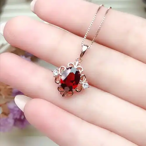 莫桑比克石榴石吊坠主石链子项坠