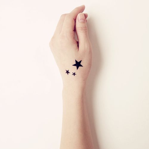 纹身贴 黑色实心小五角星图案刺青明星同款脚踝/耳后防水纹身贴纸