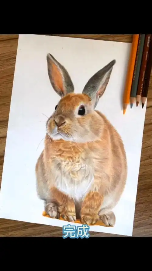 彩铅兔子绘画过程