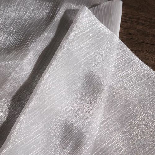 五米价 水波纹流光纱创意褶皱条纹网纱婚纱设计师面料汉服装布料