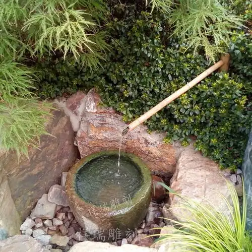 石头水钵石槽喷泉庭院户外鱼缸水池日式花园流水景观石盆石雕摆件