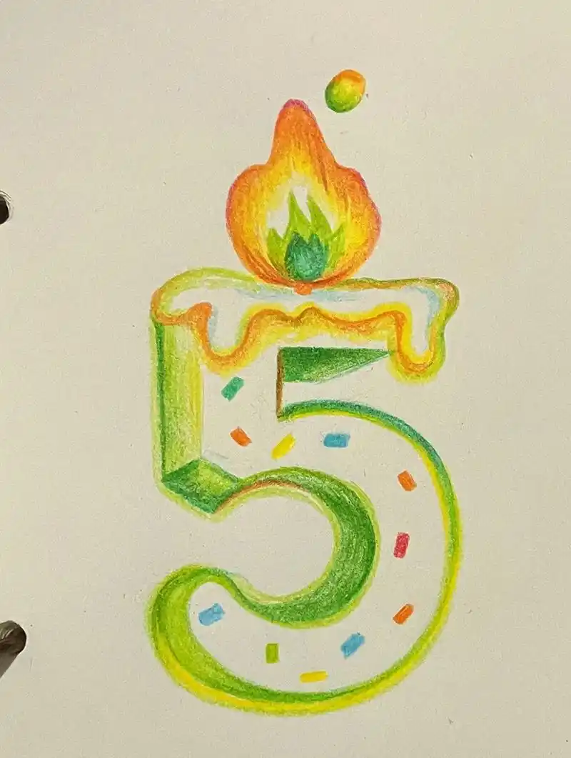 彩铅涂鸦数字蜡烛."你闪闪发光的同时 也要平平安安"#临摹 - 抖音