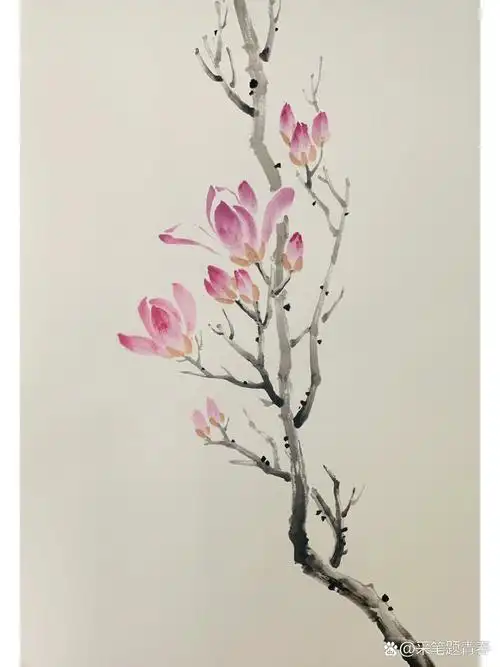 国画玉兰花写意画法步骤图