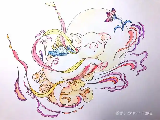 猪年画猪——敦煌飞天小胖猪(持续更新中)