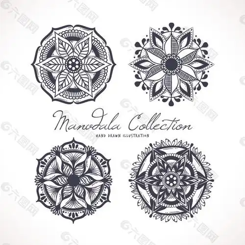 手绘曼陀罗花纹装饰图案