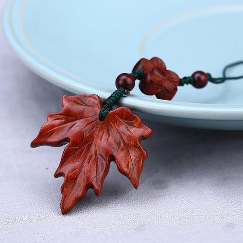 枫叶吊坠 印度小叶紫檀叶子项链 木雕枫叶坠子文艺复古风木质树叶