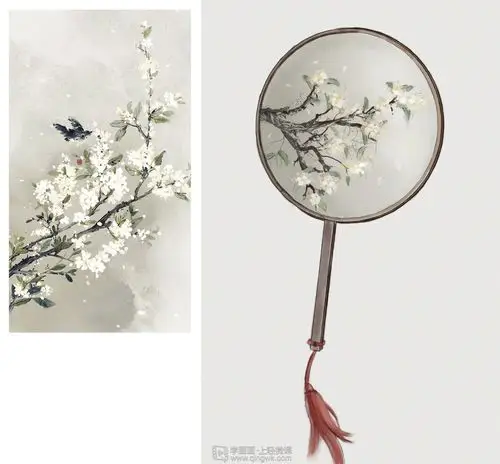 团扇的绘制古风插画饰品团扇设计练习