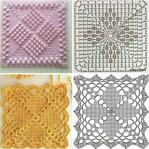 钩针图解祖母方格