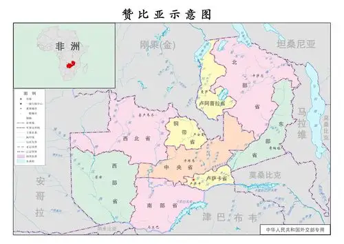 赞比亚行政示意图_国家示意图地图库_地图窝