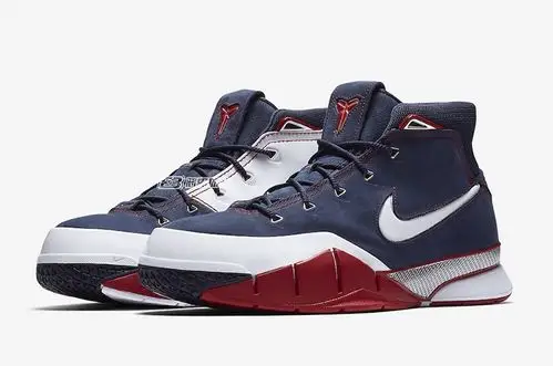 nike kobe 1篮球鞋zk1科比1代美国队白红蓝色黑紫 aq2728-400-004_双