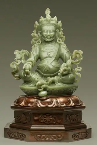李东玉雕作品赏析—和田玉籽料摆件《密宗黄财神造像》