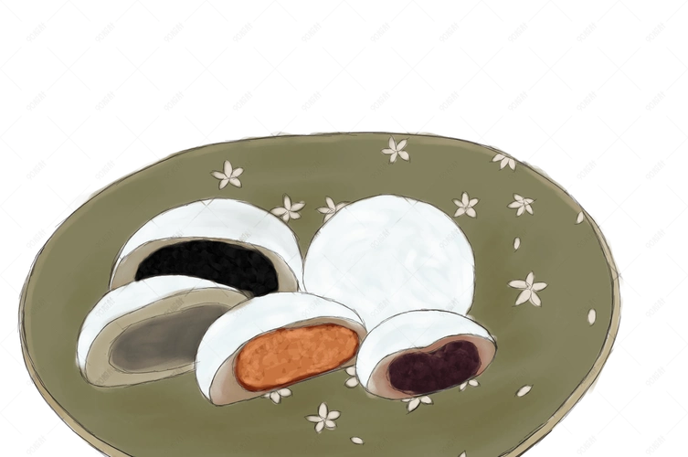 手绘美味点心麻