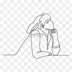 png下载psd线条人物思考灵感下载 png下载psd抽象线条画蝴蝶人物手掌