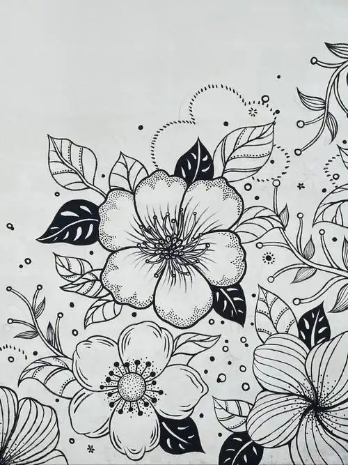 黑白装饰画墙绘