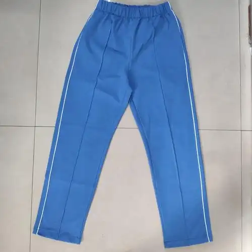 北京小学翡翠分校浅蓝色白细裤子纯棉男女校服校服