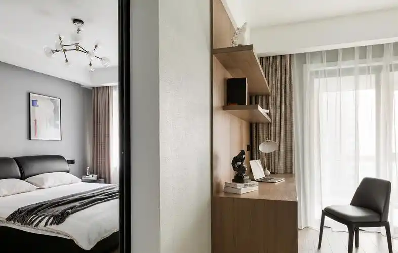 大套间书房与主卧开放式隔断效果图 主卧和书房打通二合一设计图片