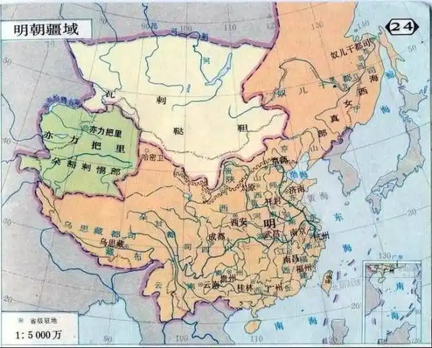 元朝时期的中国地图有一个察哈台汗国标了黄色.