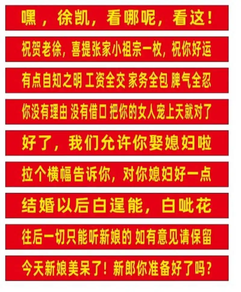 好看的结婚横幅标语 这个是4米长  一共9条  十分有趣,送给闺蜜结婚做