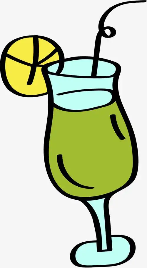 装饰元素手绘蓝色杯子爱心