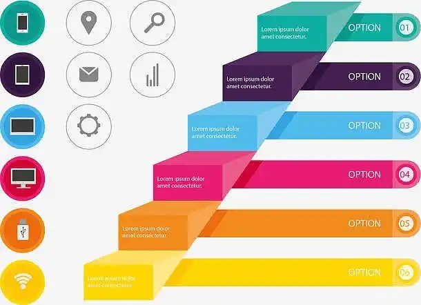 矢量手绘阶梯状ppt免抠素材免费下载_觅元素51yuansu.com