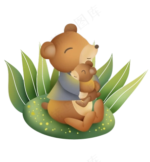 父亲节草地上的大熊和小熊