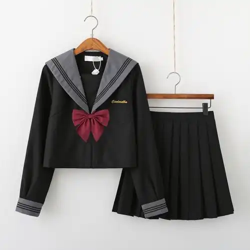 正统jk制服2019新款黑色水手服日系校服学院风不良少女中间服