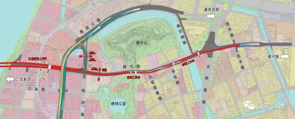 南京建宁西路过江通道南接线工程走向