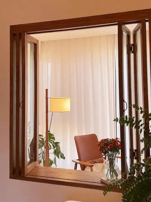 阳台之间的窗户怎么设计卧室半墙折叠窗中间户型室内窗户假墙 移门